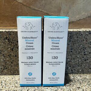 Drunk Elephant 2 Umbra Sheer Mineral Cream SPF 30!! NIB